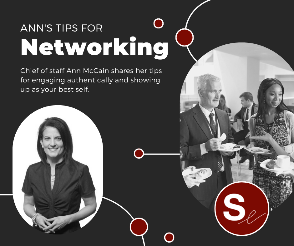 Ann's Networking Tips. Picture of Ann, Chief of Staff.