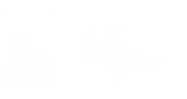 Strategic Elements logo with box and 15 years activating results